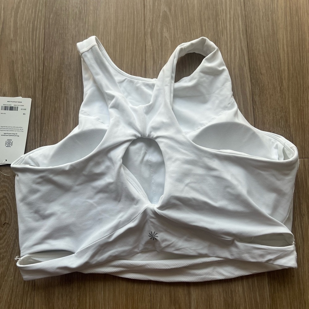 ATHLETA Conscious Cut Out Crop Bra D-DD Cup XL White NWT - Picture 5 of 6